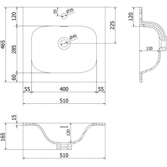 Zapustené umývadlo Mexen Vela 51 x 46,5 cm, matná biela - 25235001