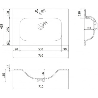 Zapustené umývadlo Mexen Vela 71 x 46,5 cm, matná biela - 25237001