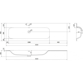 Ľavé zapustené umývadlo Mexen Vela 161 x 46,5 cm, matná biela - 25231601L