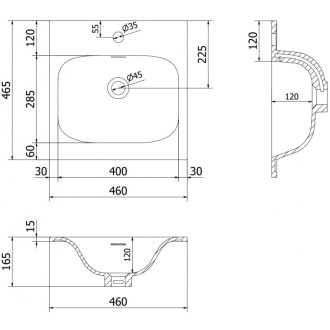 Zapustené umývadlo Mexen Vela 46 x 46,5 cm, matná čierna - 25234571