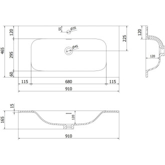 Zapustené umývadlo Mexen Vela 91 x 46,5 cm, matná čierna - 25239071