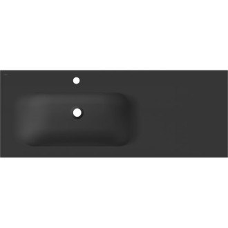 Ľavé zapustené umývadlo Mexen Vela 121 x 46,5 cm, matná čierna - 25231271L