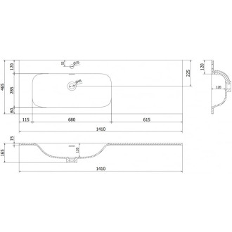 Ľavé zapustené umývadlo Mexen Vela 141 x 46,5 cm, matná čierna - 25231471L