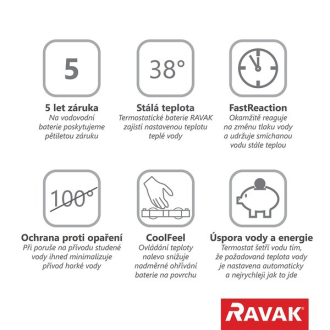 Ravak TD F 091.00/150 Sprchový stĺp 10 °, s termostat. bat. a spŕch. setom X070141