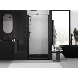 Sprchové dvere Mexen Exo s otočnými ramenami 80 cm, priehľadné, čierne - 817-080-000-70-00