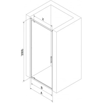 Sprchové dvere Mexen Exo s otočnými ramenami 90 cm, priehľadné, čierne - 8181-090-000-70-00
