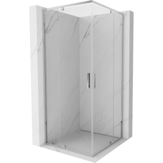 Sprchovací kút Mexen Exo štvorcový, výklopný 100 x 100 cm, priehľadný, chróm - 8110-100-100-01-00