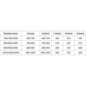 Sprchovací kút Mexen Exo štvorcový, výklopný 70 x 70 cm, priehľadný, čierny - 8110-070-070-70-00