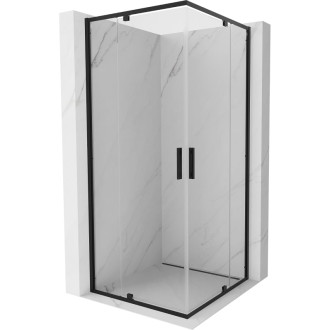 Sprchovací kút Mexen Exo štvorcový, výklopný 100 x 100 cm, priehľadný, čierny - 8110-100-100-70-00