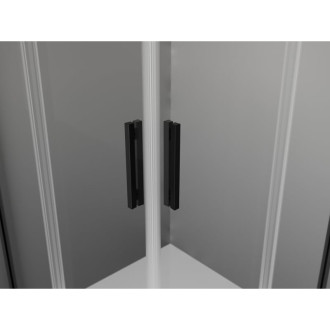Sprchovací kút Mexen Exo štvorcový, výklopný 100 x 100 cm, priehľadný, čierny - 8110-100-100-70-00