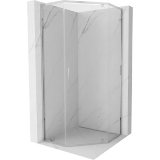 Sprchovací kút Mexen Exo päťuholníkový výklopný 100 x 100 cm, priehľadný, chróm - 812-100-100-01-00