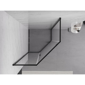 Sprchovací kút Mexen Exo päťuholníkový výklopný 100 x 100 cm, priehľadný, čierny - 812-100-100-70-00