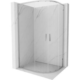 Mexen Exo polkruhový asymetrický posuvný sprchovací kút 90 x 80 cm, priehľadný, chróm - 8132-090-080-01-00