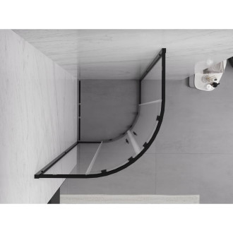 Mexen Exo polkruhový posuvný sprchovací kút 80 x 80 cm, priehľadný, čierny - 8132-080-080-70-00