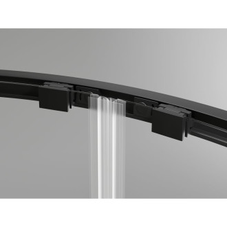 Mexen Exo polkruhový asymetrický posuvný sprchovací kút 90 x 80 cm, priehľadný, čierny - 8132-090-080-70-00