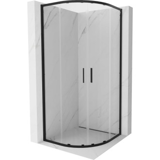 Mexen Exo polkruhový posuvný sprchovací kút 90 x 90 cm, priehľadný, čierny - 8132-090-090-70-00