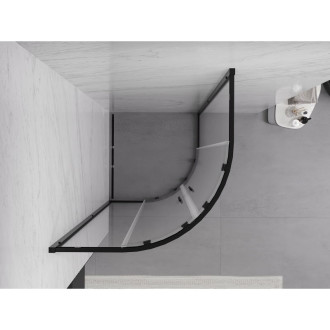 Mexen Exo polkruhový posuvný sprchovací kút 90 x 90 cm, priehľadný, čierny - 8132-090-090-70-00