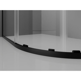 Mexen Exo polkruhový asymetrický posuvný sprchovací kút 100 x 90 cm, priehľadný, čierny - 8132-100-090-70-00