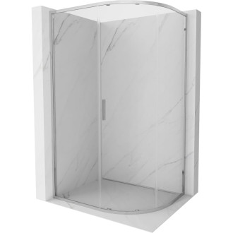 Mexen Exo polkruhový asymetrický posuvný sprchovací kút 90 x 80 cm, priehľadný, chróm - 8131-090-080-01-00
