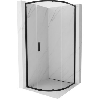 Mexen Exo polkruhový posuvný sprchovací kút 70 x 70 cm, priehľadný, čierny - 8131-070-070-70-00