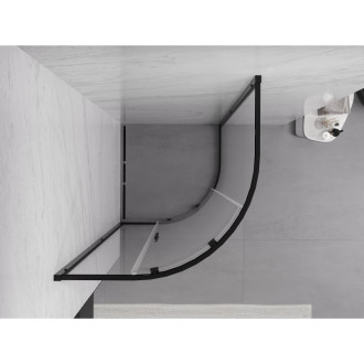 Mexen Exo polkruhový posuvný sprchovací kút 70 x 70 cm, priehľadný, čierny - 8131-070-070-70-00