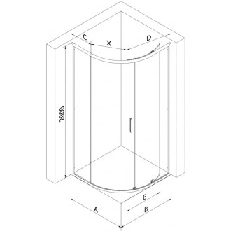 Mexen Exo polkruhový posuvný sprchovací kút 80 x 80 cm, priehľadný, čierny - 8131-080-080-70-00