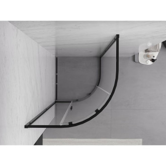 Mexen Exo polkruhový posuvný sprchovací kút 90 x 90 cm, priehľadný, čierny - 8131-090-090-70-00