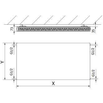 Doskový radiátor Mexen Flat CF21 300 x 1500 mm, bočné pripojenie, 883 W, biely - W421F-030-150-00