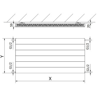 Doskový radiátor Mexen Line CL11 400 x 2000 mm, bočné pripojenie, 1111 W, biely - W411L-040-200-00