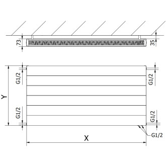 Doskový radiátor Mexen Line CVL21 400 x 700 mm, spodné pripojenie, 555 W, biely - W621L-040-070-00
