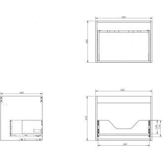 Korpus umývadlovej skrinky Mexen Box-A 60 cm, 1 zásuvka, matný grafit - 91AX0-0600-470-1-66