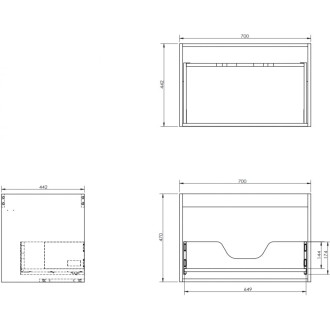 Korpus umývadlovej skrinky Mexen Box-A 70 cm, 1 zásuvka, matný grafit - 91AX0-0700-470-1-66