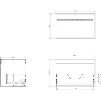 Korpus umývadlovej skrinky Mexen Box-A 70 cm, 1 zásuvka, dub - 91AX0-0700-470-1-81