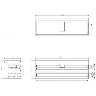 Korpus umývadlovej skrinky Mexen Box-A 140 cm, 2 zásuvky, biely lesk - 91AX0-1400-470-2-00