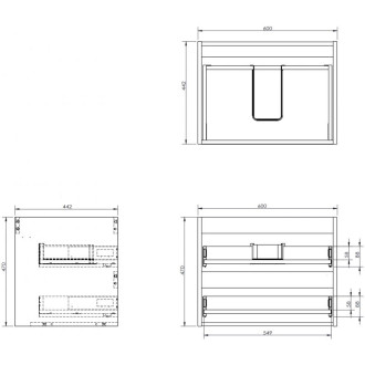 Korpus umývadlovej skrinky Mexen Box-A 60 cm, 2 zásuvky, matne šedá - 91AX0-0600-470-2-62