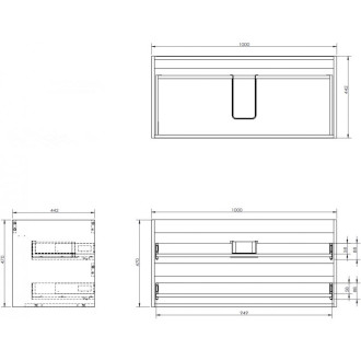 Korpus umývadlovej skrinky Mexen Box-A 100 cm, 2 zásuvky, matne šedá - 91AX0-1000-470-2-62