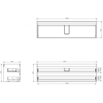 Korpus umývadlovej skrinky Mexen Box-A 160 cm, 2 zásuvky, matne šedá - 91AX0-1600-470-2-62