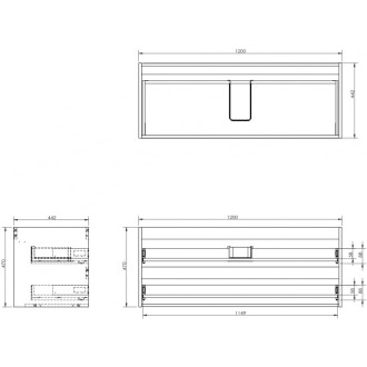 Korpus umývadlovej skrinky Mexen Box-A 120 cm, 2 zásuvky, matný grafit - 91AX0-1200-470-2-66