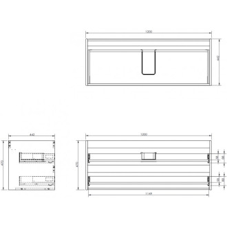 Korpus umývadlovej skrinky Mexen Box-A 120 cm, 2 zásuvky, matná čierna - 91AX0-1200-470-2-71