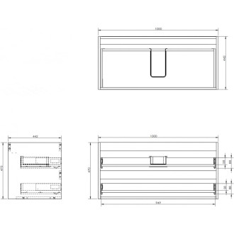 Korpus umývadlovej skrinky Mexen Box-A 100 cm, 2 zásuvky, orech - 91AX0-1000-470-2-86