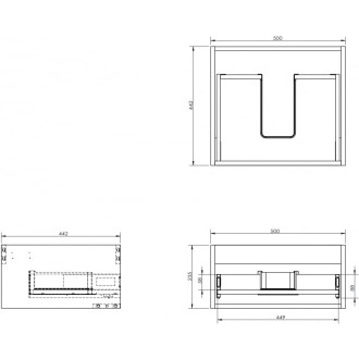 Korpus umývadlovej skrinky Mexen Box-A 50 cm, 1 zásuvka, matný grafit - 91AX0-0500-235-1-66