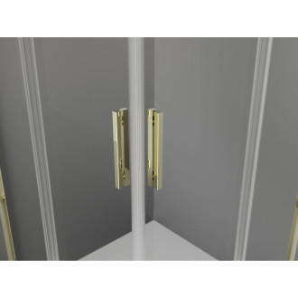 Sprchovací kút Mexen Exo štvorcový, výklopný 90 x 90 cm, priehľadný, zlatý - 8110-090-090-50-00