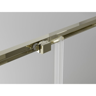 Mexen Exo štvorcový posuvný sprchovací kút 90 x 90 cm, priehľadný, zlatý - 8111-090-090-50-00