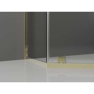 Sprchovací kút Mexen Exo päťuholníkový výklopný 90 x 90 cm, priehľadný, zlatý - 812-090-090-50-00