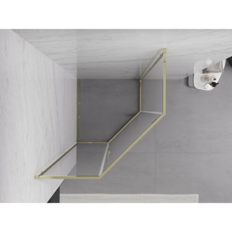 Sprchovací kút Mexen Exo päťuholníkový výklopný 90 x 90 cm, priehľadný, zlatý - 812-090-090-50-00