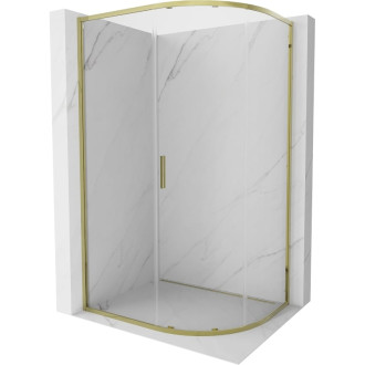 Mexen Exo polkruhový posuvný sprchovací kút 100 x 80 cm, priehľadný, zlatý - 8131-100-080-50-00
