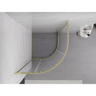 Mexen Exo polkruhový posuvný sprchovací kút 100 x 100 cm, priehľadný, zlatý - 8131-100-100-50-00