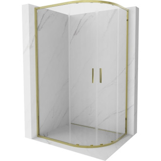 Mexen Exo polkruhový posuvný sprchovací kút 90 x 80 cm, priehľadný, zlatý - 8132-090-080-50-00