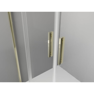 Mexen Exo polkruhový posuvný sprchovací kút 100 x 90 cm, priehľadný, zlatý - 8132-100-090-50-00