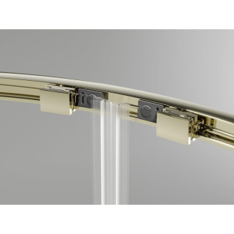 Mexen Exo polkruhový posuvný sprchovací kút 100 x 90 cm, priehľadný, zlatý - 8132-100-090-50-00
